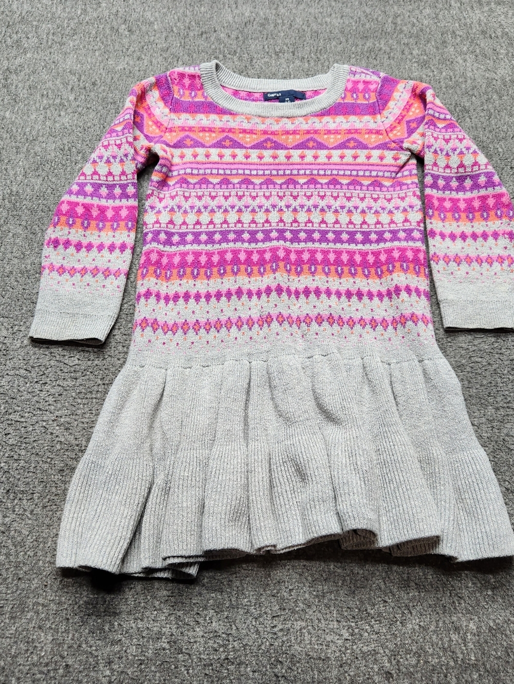Gap Kids Fair‎ Isle Sweater Dress Girls XS 4 5 Pink Gray Knit